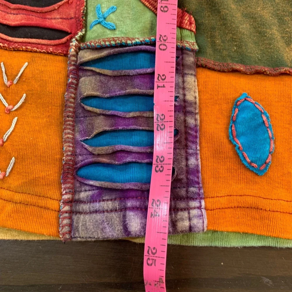 Boho Patchwork Hoodie‎ L Nepal Cotton Embroidered Festival Hippie Cottagecore